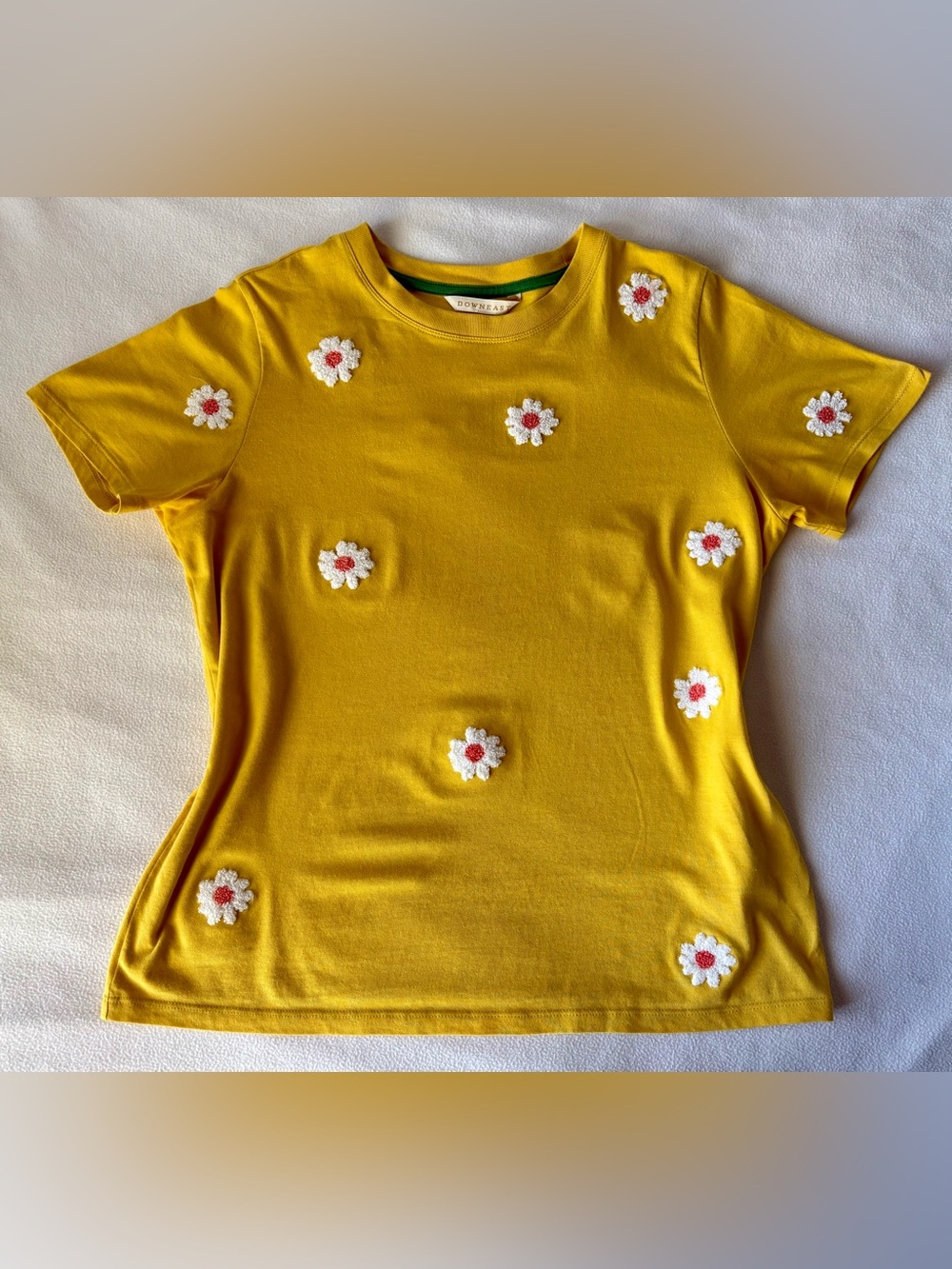 DownEast Yellow Textured Floral T-Shirt